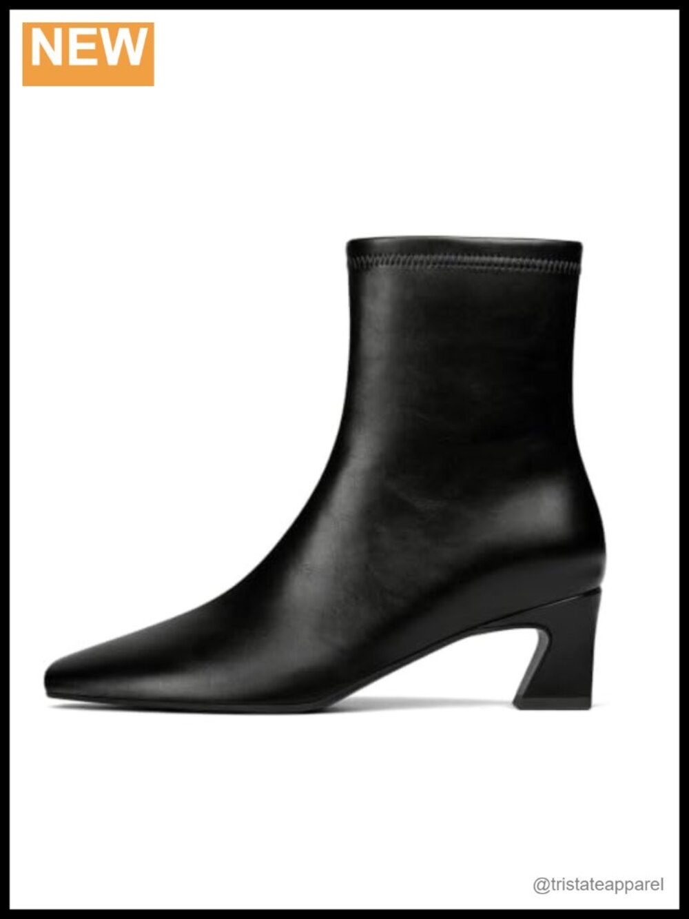 Women's Square Toe Ankle Boots with Curved Kitten Heels - Faux Leather